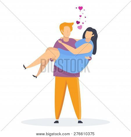 Happy Couple Of Young People In Love. Characters For Valentine Day.