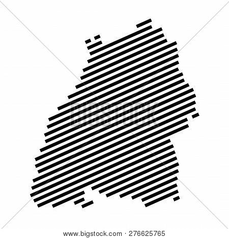 Baden-wuerttemberg - Isolated Striped Silhouette Map Of German Federal State Baden-wuerttemberg