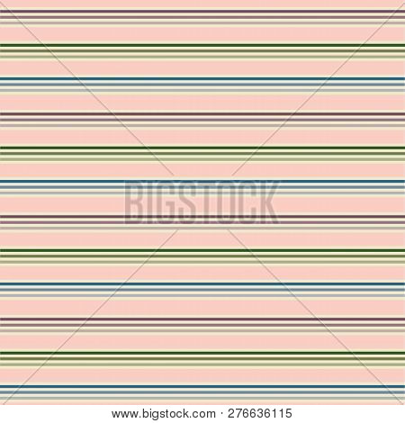 Vector Blue, Green, Red, Cream Horizontal Striped Seamless Pattern Background Perfect As Coordinate 