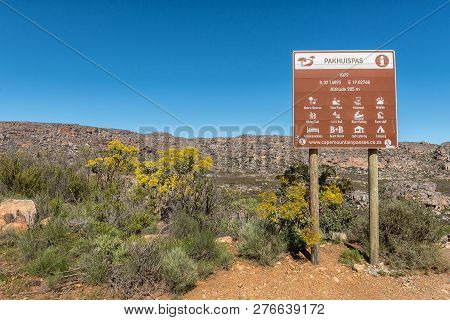 Pakhuis Pass, South Africa, August 28, 2018: An Information Board On The Pakhuis Pass In The Cederbe