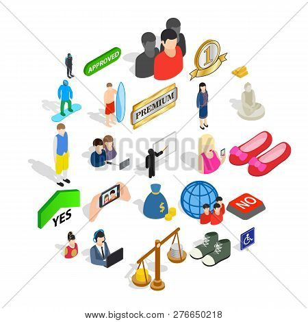 Somebody Icons Set. Isometric Set Of 25 Somebody Icons For Web Isolated On White Background