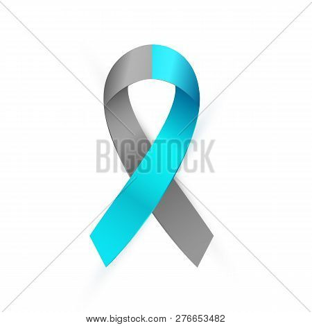 3d Gray And Blue Awareness Ribbon. Diabetes Type 1, Borderline Personality Disorder Awareness Medica