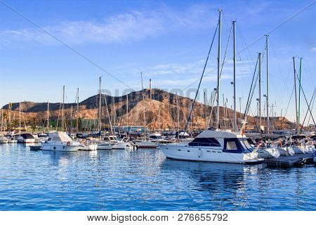 Cityscape On Spanish Coastal City In Mediterranean Sea
