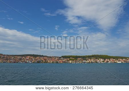 Sea Landscape. Argostolli Embankment From The Side Of The Bay, Greece