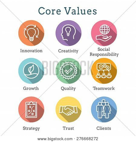 Core Values Outline Or Line Icon Conveying Integrity & Purpose