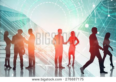 Business People In City, Hud Interface