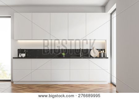 White Kitchen Interior With Counters