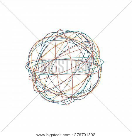 Tangled Circle Clew, Colored Intricate Texture. Chaotic Colorful Tangled Circles. Chaos Stripes. Vec