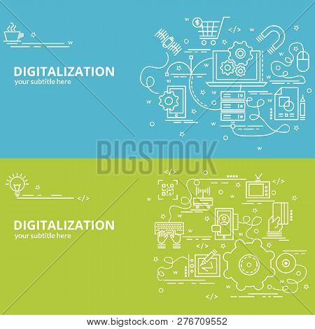 Flat Colorful Design Concept For Digitilization. Infographic Idea Of Making Creative Products.
Templ