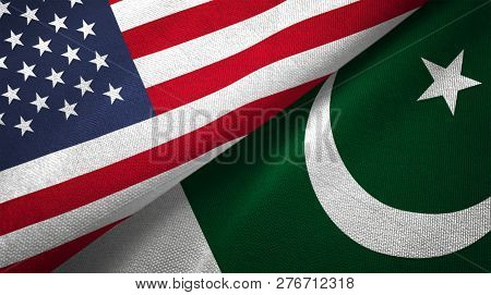 Pakistan And United States Two Flags Textile Cloth Fabric Texture