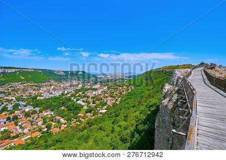 Wooden Bridge Of Ovech Fort And Provadia Town