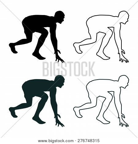 Runner Preparing To Start Running Start Running Runner In Ready Posture To Sprint Silhouette Ready T