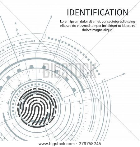 Identification Poster With Text Sample Vector. Fingermark And Information, Digital Method Of Authent