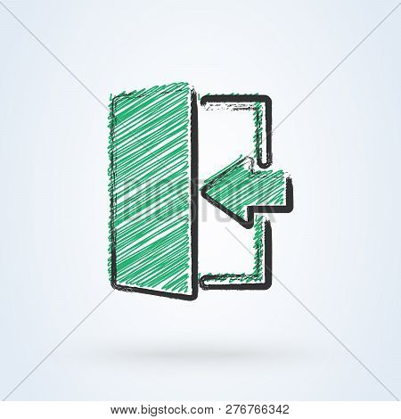 Exit Door Icon Scribble Line Vector Design