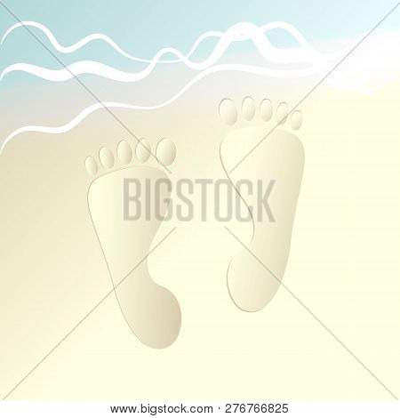 Footprints In The Sand Background Vector Illustration