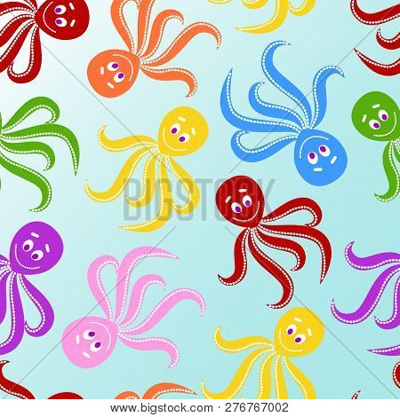 Multicolored Octopus Illustration Of Happy Pattern Vector