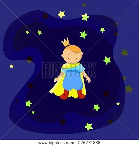 Little Prince In The Starry Sky Vector Illustration