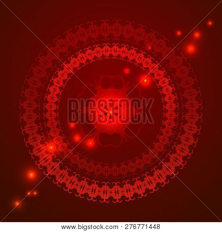 Red Background With Lace And Sparks Vector Illustration