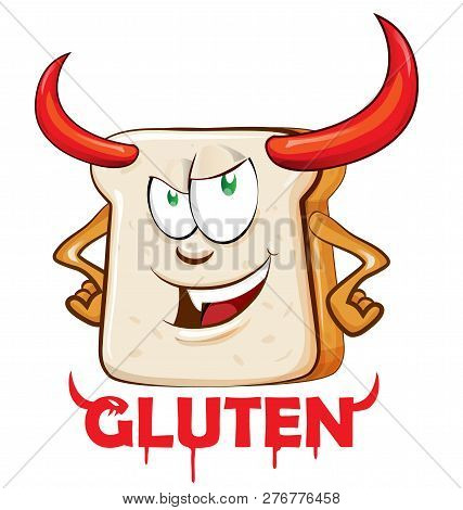 Gluten Evil Mascot Cartoon Over White Background