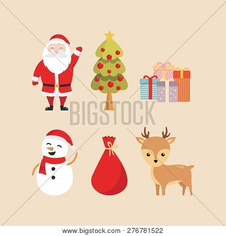 Caertoon Set Of Christmas Day Santa Claus
