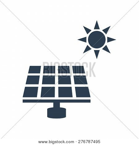 Solar Energy Panel And Sun. Icon Vector Isolated Background