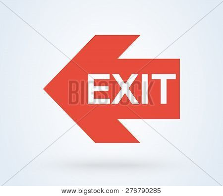 Exit Logout Icon Emergency And Arrow. Vector Red