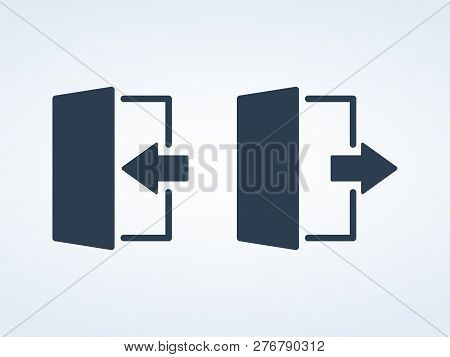 Exit Door Arrow. Logout And Emergency Icon Vector