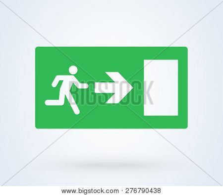 Emergency Exit Sign Vector. Illustration Symbol Green Door