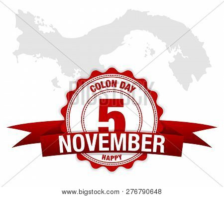 Panama Colon Day Happy. November 5th Vector Map