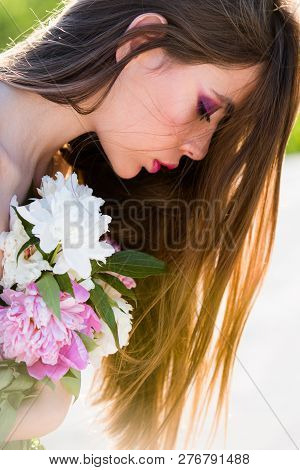 Natural Beauty And Spa Therapy. Spring Woman. Springtime And Vacation. Summer Girl With Long Hair. W