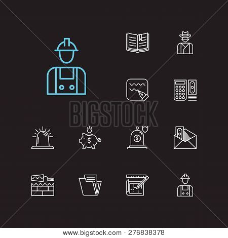 Court Icons Set. Insurance And Court Icons With Labor, Business And Corrupt. Set Of Drawing For Web 