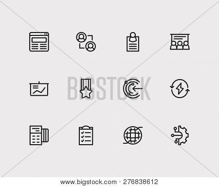 Business Icons Set. Business Training And Business Icons With Web, Powerpoint Presentation And Busin