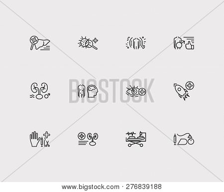 Medicine Icons Set. Anesthesiology And Medicine Icons With Andrology, Surgery, Intensive Care Medici