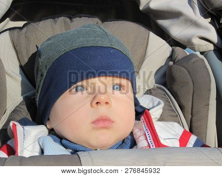 Illuminated By The Sun The Boy`s Face, Close-up, The Spellbound Look Of The Boy Who Saw The Sunset, 