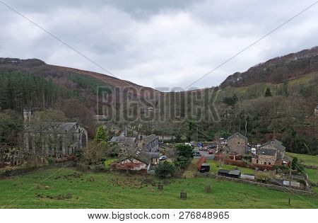 The Village Of Cragg Vale In Calderdale West Yorkshire Showing The Church And Houses Between High Pe