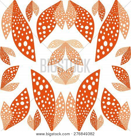 Large Orange Leaves Bright Pattern Symmetrical Background