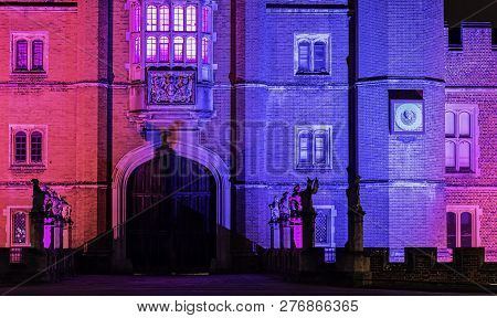 Hampton Court, London, Uk - January 4: Picture Of Hampton Court Palace Illumination On January 4, 20