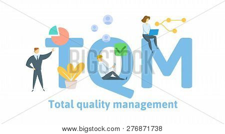 Tqm, Total Quality Management. Concept With Keywords, Letters And Icons. Flat Vector Illustration. I