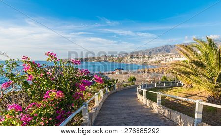 Landscape With Fanabe Beach At Adeje Coast, Tenerife, Canary Islands, Spain