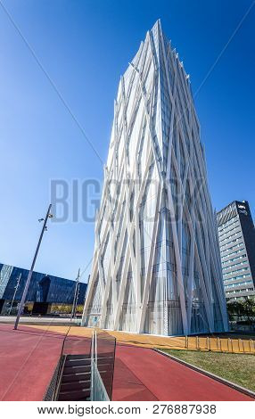 Barcelona, Spain - September 30, 2012:  The Modern Architectures Of The Telefonica Tower