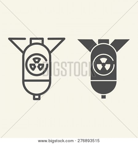 Nuclear Warhead Line And Glyph Icon. Atomic Bomb Vector Illustration Isolated On White. Warfare Outl