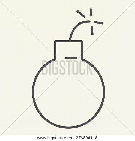 Bomb Thin Line Icon. Ball Vector Illustration Isolated On White. Boom Outline Style Design, Designed