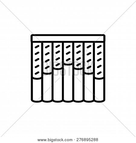Black & White Vector Illustration Of Combi Curtain Shutter. Line Icon Of Window Vertical Blind Jalou