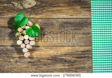 Winery Background With Bunch Of Grapes Shape Made With Wine Corks