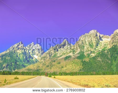 A Road Trip Along Highway 191 The Scenic Main Panoramic Road At Grand Teton National Park, Wyoming, 