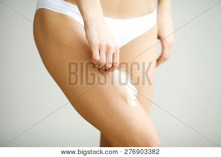 Long Woman Legs With Beautiful Soft Skin. Beauty Body Care