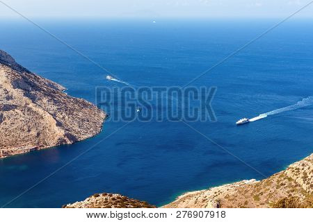 Sea Entrance To Kamares, The Main Port Of The Sifnos Island. Cyclades, Greece