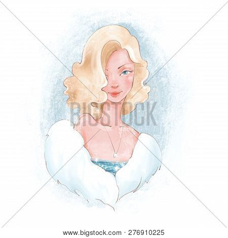 Beautiful Lady In Evening Dress. Digital Painting