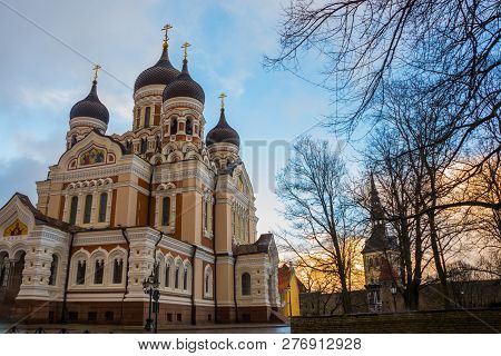 Tallinn, Estonia. View Of Alexander Nevsky Cathedral. Famous Orthodox Cathedral Is Tallinns Largest 