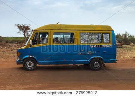 Bissau, Republic Of Guinea-bissau - February 6, 2018: Street Scene In The City Of Bissau With A Publ